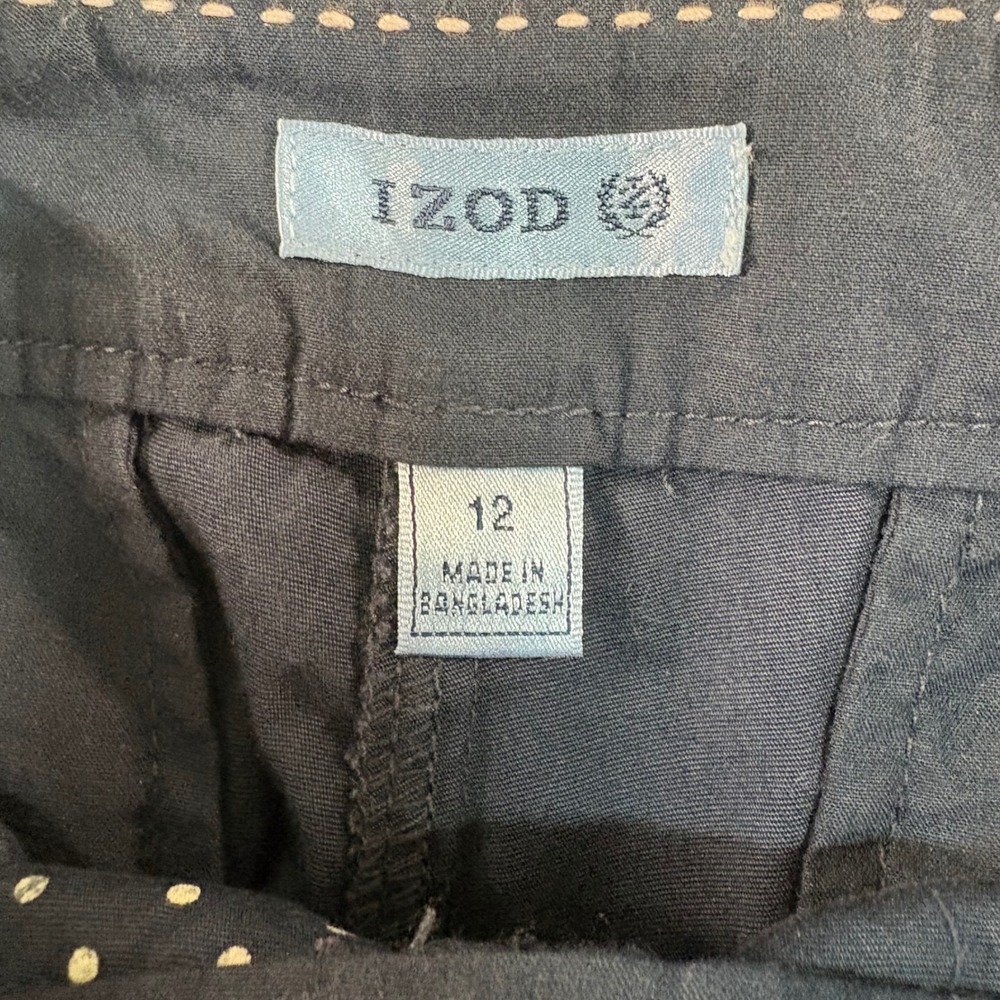 IZOD Womens Navy Blue Polka Dot Walking Shorts Size 12 NWT Lawn Party Bermuda - Picture 6 of 8